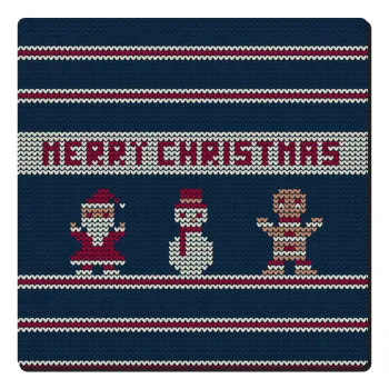 Merry christmas knitted, Τετράγωνο μαγνητάκι ξύλινο 6x6cm