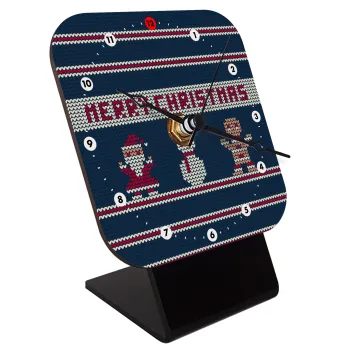 Merry christmas knitted, Επιτραπέζιο ρολόι ξύλινο με δείκτες (10cm)