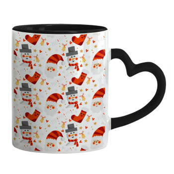 Santa ho ho ho, Mug heart black handle, ceramic, 330ml