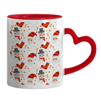 Santa ho ho ho, Mug heart red handle, ceramic, 330ml
