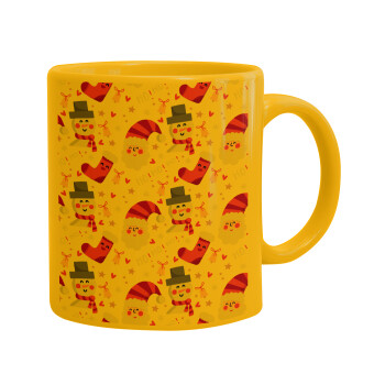 Santa ho ho ho, Ceramic coffee mug yellow, 330ml (1pcs)