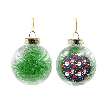 Santa ho ho ho, Χριστουγεννιάτικη μπάλα δένδρου διάφανη με πράσινο γέμισμα 8cm