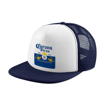 Corona virus, Καπέλο Ενηλίκων Soft Trucker με Δίχτυ Dark Blue/White (POLYESTER, ΕΝΗΛΙΚΩΝ, UNISEX, ONE SIZE)