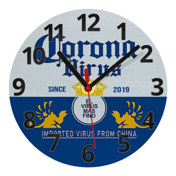 Corona virus, Ρολόι τοίχου γυάλινο (20cm)