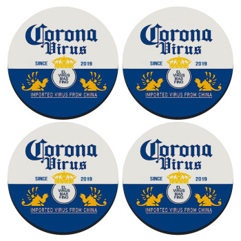 Corona virus, SET of 4 round wooden coasters (9cm)