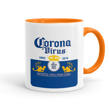 Corona virus, Mug colored orange, ceramic, 330ml