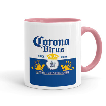 Corona virus, Mug colored pink, ceramic, 330ml