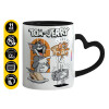 Mug heart black handle, ceramic, 330ml