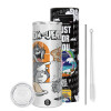 Tumbler ποτήρι θερμό από ανοξείδωτο ατσάλι 600ml, με μεταλλικό καλαμάκι & βούρτσα καθαρισμού