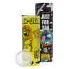 Neon Yellow Travel Tumbler θερμό, μεταλλικό καλαμάκι(Ανωξείδωτο 304 Food grade, BPA free, 600ml)