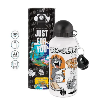 Tom n Jerry, Metal water bottle, White, aluminum 500ml