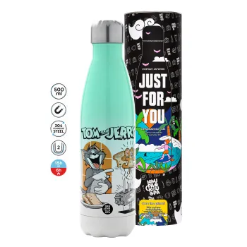 Tom n Jerry, Metal mug thermos Green/White (Stainless steel), double wall, 500ml