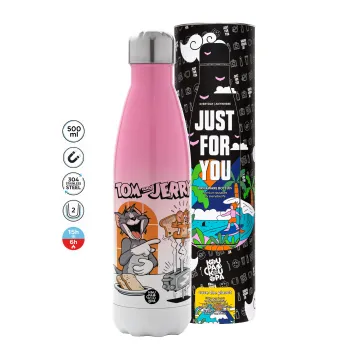 Tom n Jerry, Metal mug thermos Pink/White (Stainless steel), double wall, 500ml