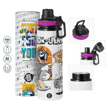 Tom n Jerry, Metallic water bottle with safety lid, 850ml aluminum