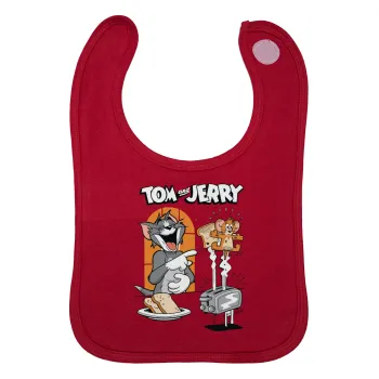 Tom n Jerry, Σαλιάρα με Σκρατς Κόκκινη 100% Organic Cotton (0-18 months)