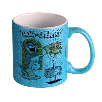Tom n Jerry, Κούπα Σιέλ Glitter που γυαλίζει, κεραμική, 330ml