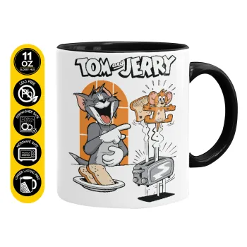 Tom n Jerry, Κούπα χρωματιστή μαύρη, κεραμική, 330ml