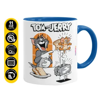 Tom n Jerry, Κούπα χρωματιστή μπλε, κεραμική, 330ml