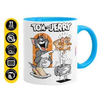 Tom n Jerry, Κούπα χρωματιστή γαλάζια, κεραμική, 330ml
