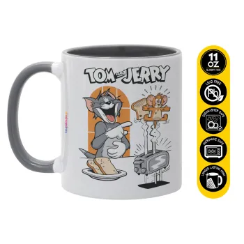 Tom n Jerry, Κούπα χρωματιστή γκρι, κεραμική, 330ml