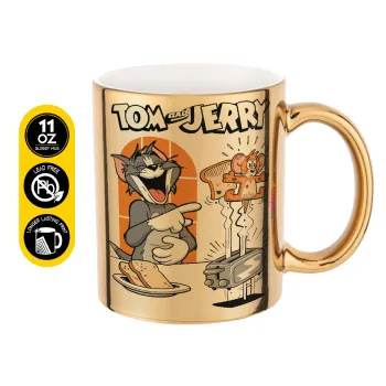 Tom n Jerry, Mug ceramic, gold mirror, 330ml