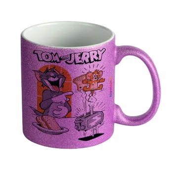 Tom n Jerry, Κούπα Μωβ Glitter που γυαλίζει, κεραμική, 330ml