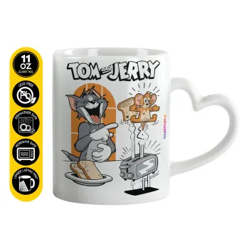 Tom n Jerry, Mug heart handle, ceramic, 330ml