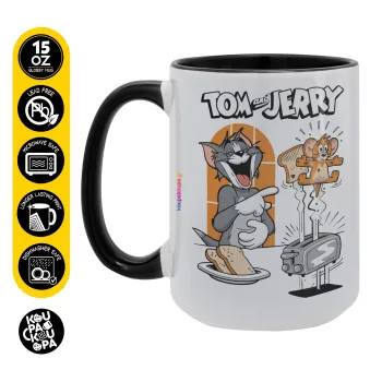 Tom n Jerry, Κούπα Mega 15oz, κεραμική Μαύρη, 450ml