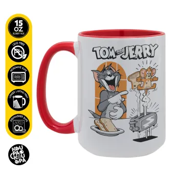 Tom n Jerry, Κούπα Mega 15oz, κεραμική Κόκκινη, 450ml