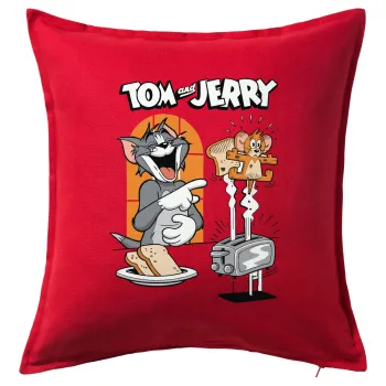 Tom n Jerry, Sofa cushion RED 50x50cm includes filling
