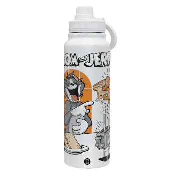 Tom n Jerry, 1L Stainless Steel Thermal Bottle with Phone Holder & Double Wall Insulation