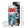 Tumbler ποτήρι θερμό από ανοξείδωτο ατσάλι 600ml, με μεταλλικό καλαμάκι & βούρτσα καθαρισμού