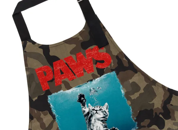 PAWS — Chef's cooking apron with pockets, cotton, camouflage (adult, 100% cotton)