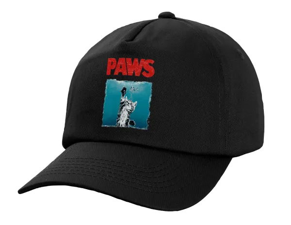 PAWS — Child's Baseball Cap, 100% Cotton, Black