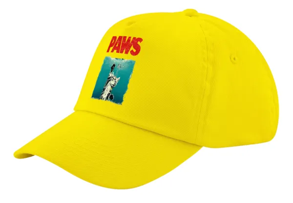 PAWS — Child's Baseball Cap, 100% Cotton Twill, Yellow (COTTON, CHILD, UNISEX, ONE SIZE)