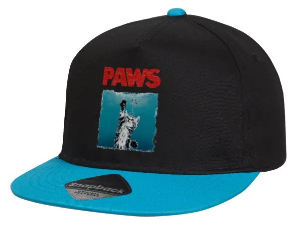 PAWS — Καπέλο παιδικό Flat Snapback, Μαύρο/Μπλε (100% ΒΑΜΒΑΚΕΡΟ, ΠΑΙΔΙΚΟ, UNISEX, ONE SIZE)