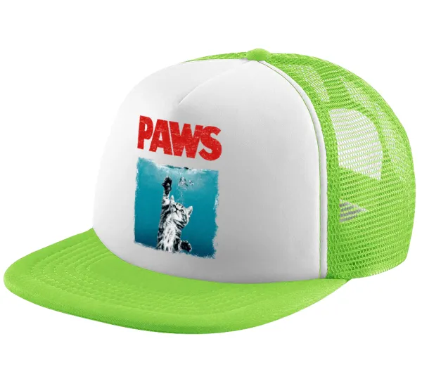 PAWS — Adult Soft Trucker Hat with Mesh GREEN/WHITE (POLYESTER, ADULT, ONE SIZE)