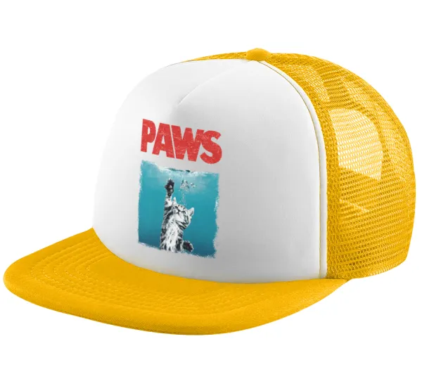 PAWS — Καπέλο Ενηλίκων Soft Trucker με Δίχτυ Κίτρινο/White (POLYESTER, ΕΝΗΛΙΚΩΝ, UNISEX, ONE SIZE)