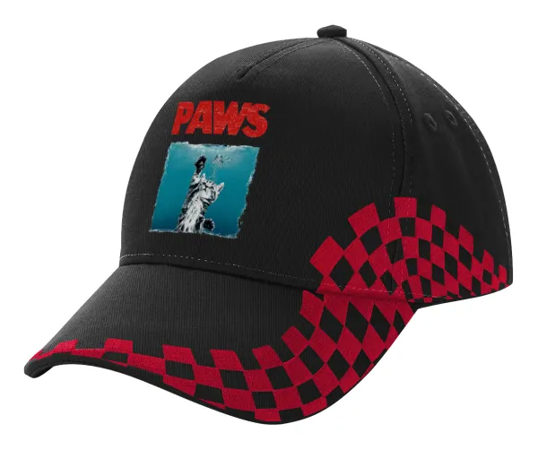 PAWS — Adult Cap RACING Ultimate Black/Red, (100% COTTON DRILL, ADULT, UNISEX, ONE SIZE)