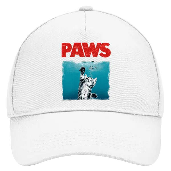 PAWS — Adult Baseball Cap, Drill, White (100% COTTON, ADULT, UNISEX, ONE SIZE)