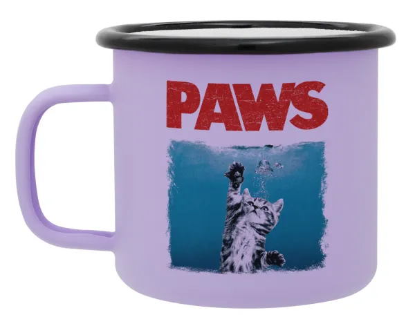 PAWS — Metal enamel mug, matte light pastel purple, 360ml