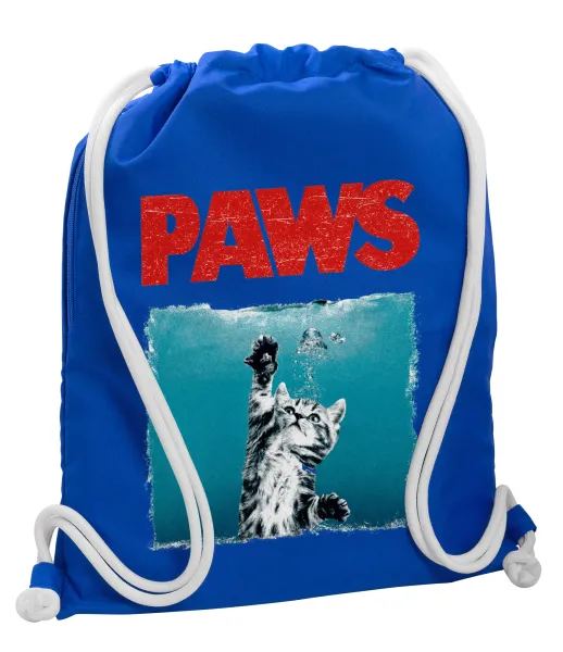 PAWS — Backpack pouch GYMBAG Blue, with pocket (40x48cm) & thick cords