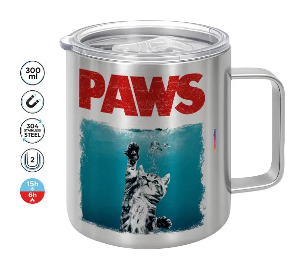 PAWS — Double-walled stainless steel mug 300ml with temperature-retaining lid