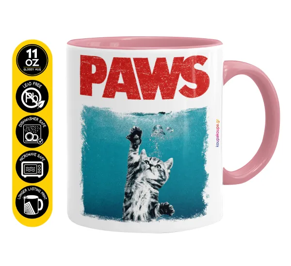 PAWS — Mug colored pink, ceramic, 330ml