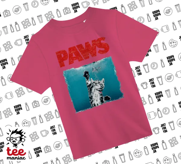PAWS — PINK childrens T-Shirt made of 100% cotton, for every day. Vegan & OEKO-TEX certified.