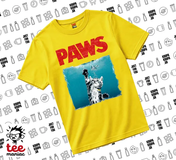 PAWS — Κίτρινο Άνετο παιδικό T-Shirt από 100% βαμβάκι, για κάθε μέρα. Vegan & OEKO-TEX πιστοποιημένο.
