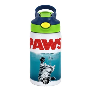 PAWS, Παιδικό παγούρι θερμό, ανοξείδωτο, με καλαμάκι ασφαλείας, πράσινο/μπλε (350ml)