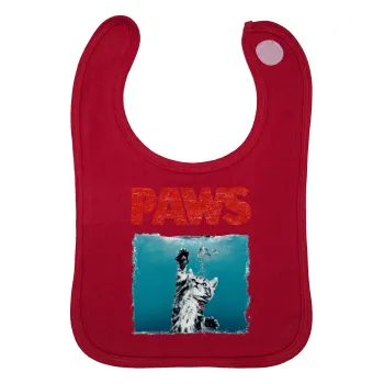 PAWS, Σαλιάρα με Σκρατς Κόκκινη 100% Organic Cotton (0-18 months)