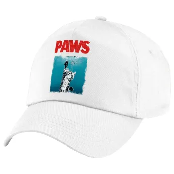 PAWS, Πεντάφυλλο καπέλο Λευκό, 100% Βαμβακερό (Twill), με ρύθμιση, unisex