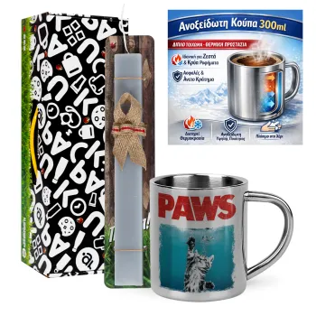 PAWS, Πασχαλινή Λαμπάδα με μεταλλική κούπα θερμό (300ml) & κερί αρωματικό πλακέ (30cm) (ΓΚΡΙ)